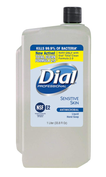 Dial Sensitive Skin Antibacterial Liquid Hand Soap, 1 Liter Refill 3-Packs