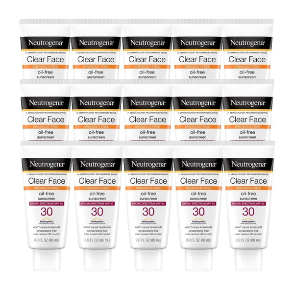 Invisible Daily Sunscreen Lotion SPF 30 - Water Resistant Sun Block Lotion Oxybenzone Free Sunscreen for Face | Moisturizing & Quick Drying Skin Sun Protection| 3 FLOZ Per Pack, Pack of 15