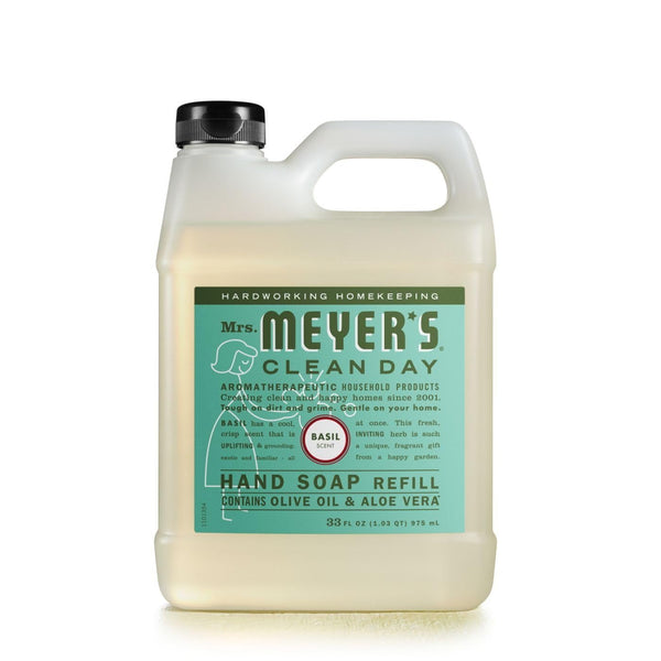 Mrs. Meyer,S Hand Soap Refill, Made With Essential Oils, Biodegradable Formula, Basil, 33 Fl. Oz