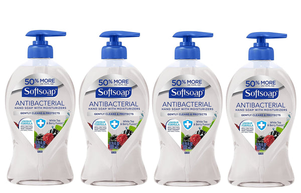 Softsoap Antibacterial Liquid Hand Soap, White Tea and Berry Fusion, 11.25 fl oz, 4 Pack