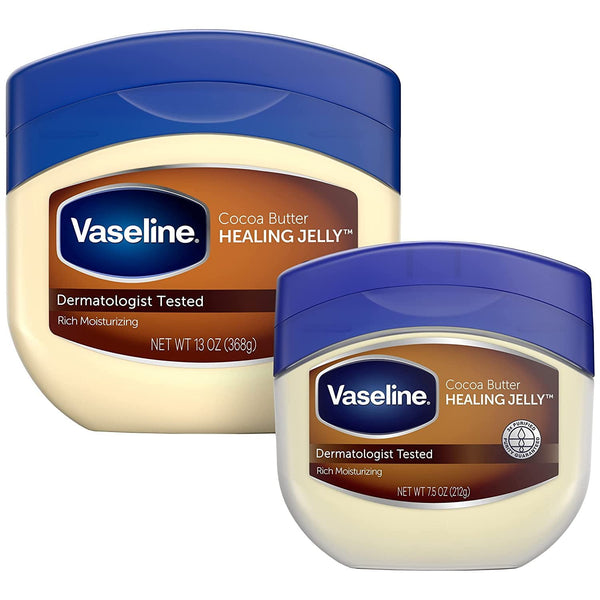 Vaseline Moisturizing Cocoa Butter Healing Jelly Moisturize Dull Dry Skin 13 oz and 7.5 oz Pack of 2
