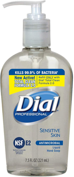 Dial Professional Liquid Dial Antimicrobial Soap For Sensitive Skin Decorative Pump 7.5 Oz, 6 Pack