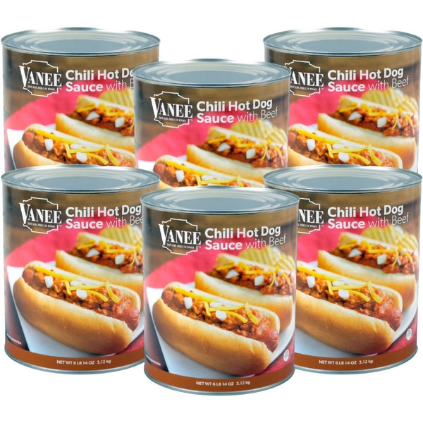 Vanee Chili Hot Dog Sauce With Meat, 110 Ounces, Pack of 6