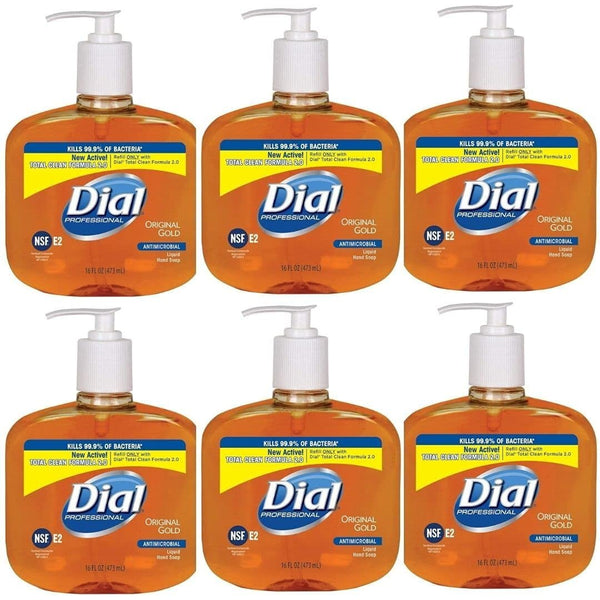 Effective Liquid Hand Soap Suitable for All Skin Types Original Gold Liquid Soap Clinically Proven | Refillable Soap Bottle with Pump, 16 Fl OZ Per Pack, Pack of 6