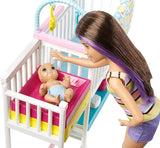 Barbie Nursery Playset with Skipper Babysitters Doll, 2 Baby Dolls, Crib and 10+ Pieces of Working Baby Gear and Themed Toys, Gift Set for 3 to 7 Year Olds, Multicolor