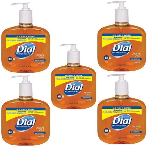 Effective Liquid Hand Soap Suitable for All Skin Types Original Gold Liquid Soap Clinically Proven | Refillable Soap Bottle with Pump, 16 Fl OZ Per Pack, Pack of 5