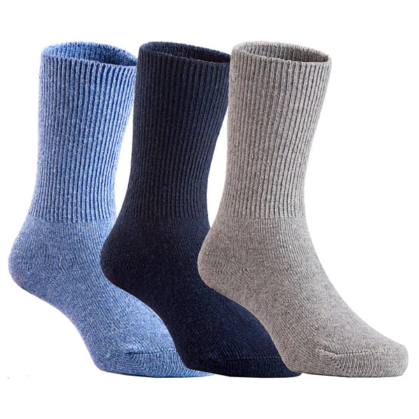 Lovely Annie Children 3 Pairs Pack Wool Socks Solid Color Size 4Y-6Y(Assorted Boy Color)