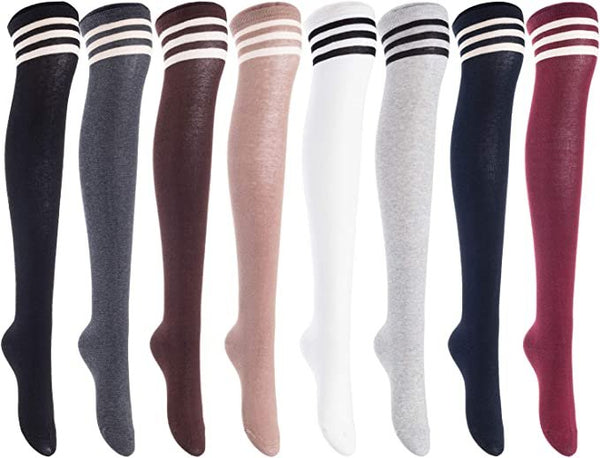 AATMart Women's 5 Pairs Fancy Knee High Cotton Boot Socks with Wide Color and Size Range Size 6-9 (Assorted) T1022-5c9