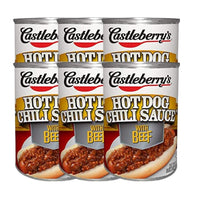 Delicious Hot Dog Sauce: Chili Dog Sauce | Premium  Hot Dog Chili Sauce with Beef  for Beef Hot Dogs, Turkey Hot Dogs, Vegan Hotdogs & More | Made w/ High Quality Ingredients | 104 OZ Canned Chili, 6 Cans