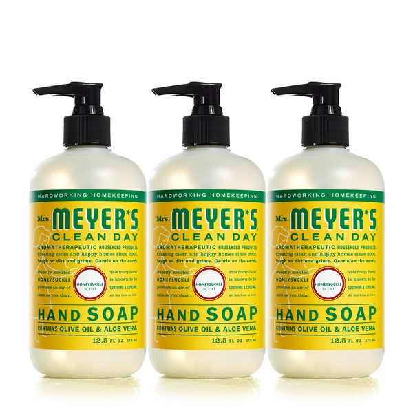 Mrs. Meyer,S Clean Day Hand Soap, Honeysuckle, Made With Essential Oils, 12.5 Oz - Pack Of 3