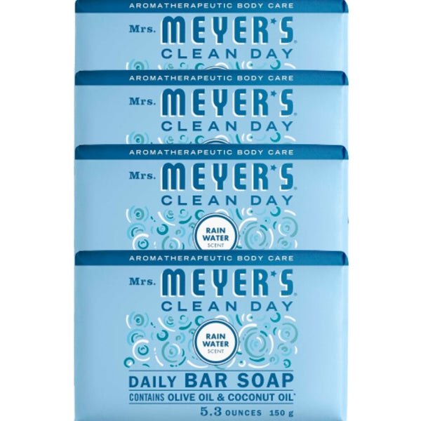 Bar Soap, Rainwater Scent, Feeling Skin Softer and Smoother, Lather Rich and Creamy, Chosen Ingredients, Artificial Colors, Long Lasting Fragrance, Cruelty Free, Pack of 4, 5.3 OZ Per Bar