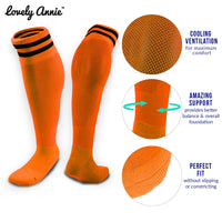 Lovely Annie Children's 1 Pair Knee High Sports Socks Lightweight & Breathable Socks - Ultra Comfortable & Durable Long Socks XL003 XS(Orange)