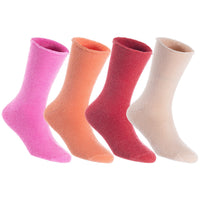 Men's 4 Pairs High Performance Wool Crew Socks, Breathable & Lightweight, Moisture Wicking Socks LK0602 Size 6-9 (Rose,Orange,Red,Beige)