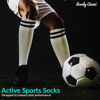 Lovely Annie Girls' 2 Pairs Knee High Sports Socks for Baseball/Soccer/Lacrosse 003 S(White)