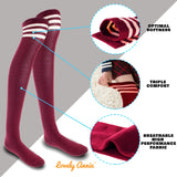 Incredible Women's 4 Pairs Thigh High Cotton Socks Unique, Durable And Super Soft For Everyday Relaxed Feet LA1022 One Size (Wine)