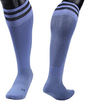 Lovely Annie Girls' 2 Pairs Knee High Sports Socks for Baseball/Soccer/Lacrosse 003 S(Light Blue)