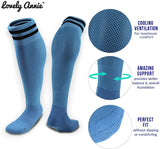 Lovely Annie Unisex Children 2 Pairs Knee High Sports Socks for Baseball/Soccer/Lacrosse 003 XS(Light Blue)