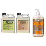 Liquid Hand Soap Refill, 1 Pack Lemon Verbena, 1 Pack Geranium, 33 OZ each include 1, 32 OZ Bottle of Bath & Shower Gel Soap, Citrus/Mint