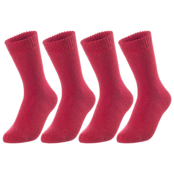 4 Pairs Children's Wool Crew Socks for Boys and Girls. Stretchable, Thick & Warm Sweat Resickstant Kid Socks LK0601 Size 3Y-5Y (Assorted Girl Color)