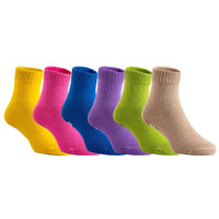 6 Pairs Children's Superior Quality, Fascinating Cotton Crew Socks. Heavy-Duty & Exceptional Kids Socks JH Size 1Y-3Y Multi Color(2 Purple/No Yellow)