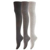 Incredible Women's 3 Pairs Thigh High Cotton Socks Unique, Durable And Super Soft For Everyday Relaxed Feet LAW1025 Size 6-9 (Random Color)