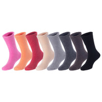 8 Pairs Children's Wool Crew Socks for Boys and Girls. Durable, Stretchable, Thick & Warm Sweat Resistant Kid Socks LK0601 Size 9Y-11Y (No Blue)