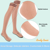 Incredible Women's 4 Pairs Thigh High Cotton Socks Unique, Durable And Super Soft For Everyday Relaxed Feet LAJ1023 Size 6-9 (Beige)