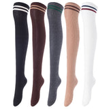 Lovely Annie Big Girl's Women's 5 Pairs Incredible Durable Super Soft Unique Over Knee High Thigh High Cotton Socks Size 6-9 A1023(Assorted)