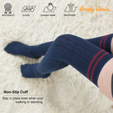 Lovely Annie Women's 3 Pairs Incredible Durable Super Soft Unique Over Knee High Thigh High Cotton Socks Size 6-9 A1023(Black,DarkGrey,Navy)