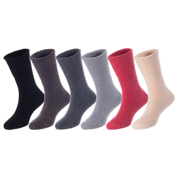 6 Pairs Children's Wool Socks for Boys and Girls. Comfy, Durable, Colored Crew Socks LK0601 Size 0M-6M (Black,Coffee,Dark Grey,Grey,Red,Beige)