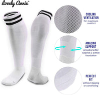 Lovely Annie Women's 2 Pairs Knee High Sports Socks for Baseball/Soccer/Lacrosse 003 M(White)