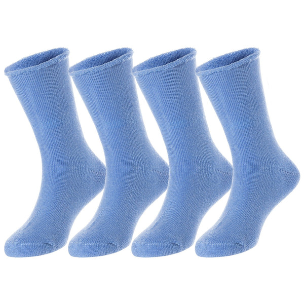 4 Pairs Children's Wool Socks for Boys and Girls. Durable, Sweat Resistant Colored Crew Socks Perfect for All Season LK0601 Size 0M-6M (Blue)