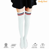 Lovely Annie Big Girl's Women's 3 Pairs Incredible Durable Super Soft Unique Over Knee High Thigh High Cotton Socks Size 6-9 A1023(Black,DG,White)
