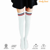 Lovely Annie Big Girl's Women's 3 Pairs Incredible Durable Super Soft Unique Over Knee High Thigh High Cotton Socks Size 6-9 A1023(Black,DG,White)