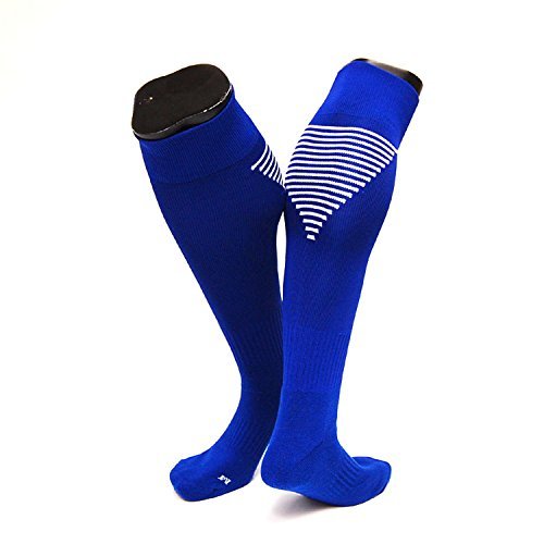 Lovely Annie Women's 1 Pair Knee High Athletic Sports Socks Size M XL0026-01(Blue w/ White Strip)