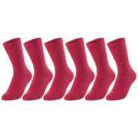 6 Pairs Children's Wool Crew Socks for Boys and Girls. Stretchable, Thick & Warm Sweat Resickstant Kid Socks LK0601 Size 9Y-11Y (Assorted Girl Color)