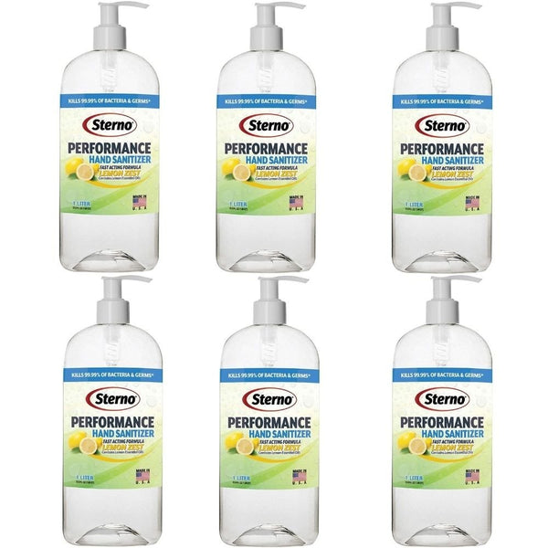 70% Alcohol Gel Hand Sanitizer Bottle with Pump, Made in USA - Performance Lemon Zest Fragrance, 33.8 FL OZ Per Pack, (Pack of 6)