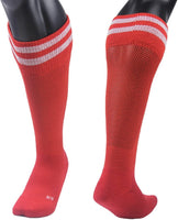 Lovely Annie Unisex Children 2 Pairs Knee High Sports Socks for Baseball/Soccer/Lacrosse 003 M(Red)