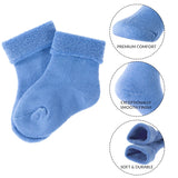 3 Pairs Children's Wool Socks for Boys & Girls. Thick & Warm Socks for Kids Perfect as Winter Snow Sock and All Seasons 0M-6M (Blue, Gray, Beige)