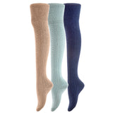 Incredible Women's 3 Pairs Thigh High Cotton Socks Unique, Durable And Super Soft For Everyday Relaxed Feet LAW1025 Size 6-9 (Random Color)