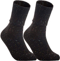 Lovely Annie Women's 2 Pair's Exceptional High Crew Wool Socks Non Slip, Cozy and Cool HR1412 Size 6-9 (Black)