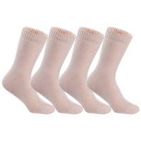 Men's 4 Pairs High Performance Wool Socks, Breathable & Lightweight Moisture Wicking Crew Socks for Hiking and Running LK0602 Size 6-9 (Beige)