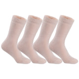 Men's 4 Pairs High Performance Wool Socks, Breathable & Lightweight Moisture Wicking Crew Socks for Hiking and Running LK0602 Size 6-9 (Beige)