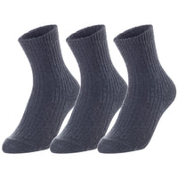 Lovely Annie Unisex Children's 3 Pairs Thick & Warm, Comfy, Durable Wool Crew Socks. Perfect as Winter Snow Sock and All Seasons LK08 Size 6Y-8Y (Dark Grey)