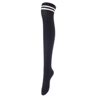 Lovely Annie Women's 3 Pairs Incredible Durable Super Soft Unique Over Knee High Thigh High Cotton Socks Size 6-9 A1023(Black,DarkGrey,Navy)