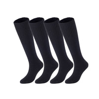 Lovely Annie Women's 4 Pairs Knee High Wool Socks | Comfy, Cozy and Fancy Leg Warmer Stockings AFS05 Size 6-9(Black)