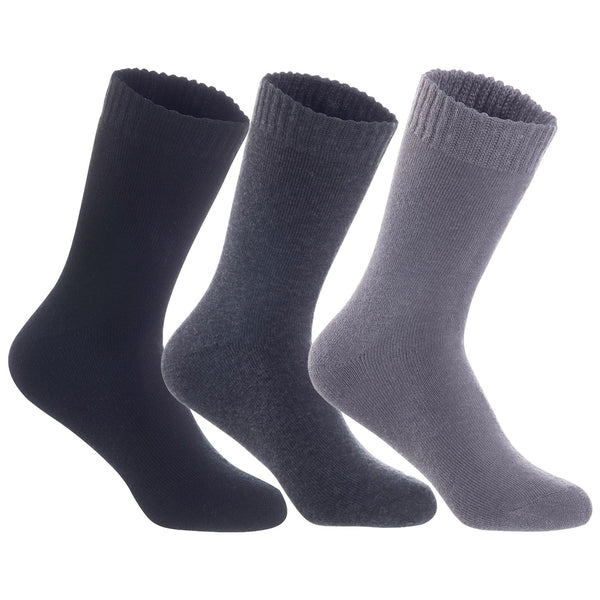 Men's 3 Pairs High Performance Wool Crew Socks. Breathable & Lightweight Moisture Wicking Socks LK0602 Size 6-9 (Black,Dark Grey,Grey)