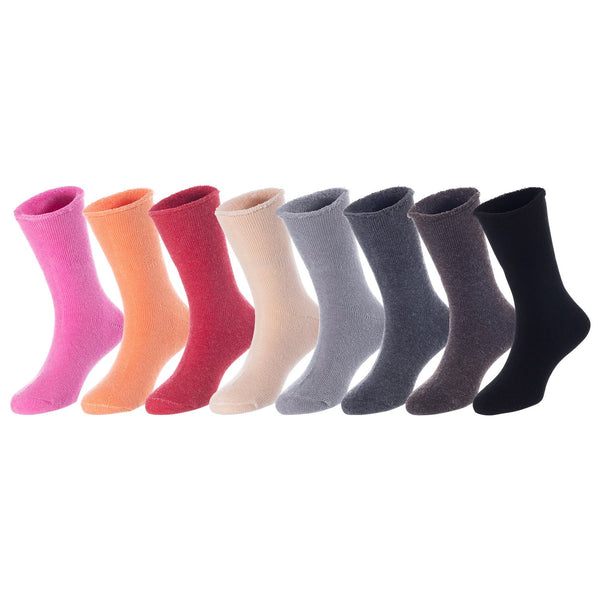 8 Pairs Children's Wool Crew Socks for Boys and Girls. Durable, Stretchable, Thick & Warm Sweat Resistant Kid Socks LK0601 Size 6Y-8Y (No Blue)