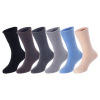 6 Pairs Children's Wool Socks for Boys and Girls. Comfy, Durable, Colored Crew Socks LK0601 Size 0M-6M (Black,Coffee,Dark Grey,Grey,Blue,Beige)
