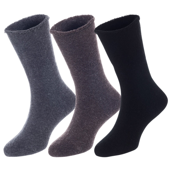 3 Pairs Children's Wool Socks for Boys & Girls. Comfy, Durable, Stretchable, Sweat Resistant Colored Crew Socks LK0601 Size 6M-12M (Dark Grey,Coffee,Black)